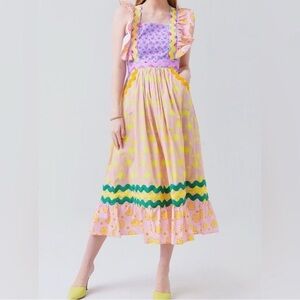 CELIAB eirene aprin ruffle midi dress